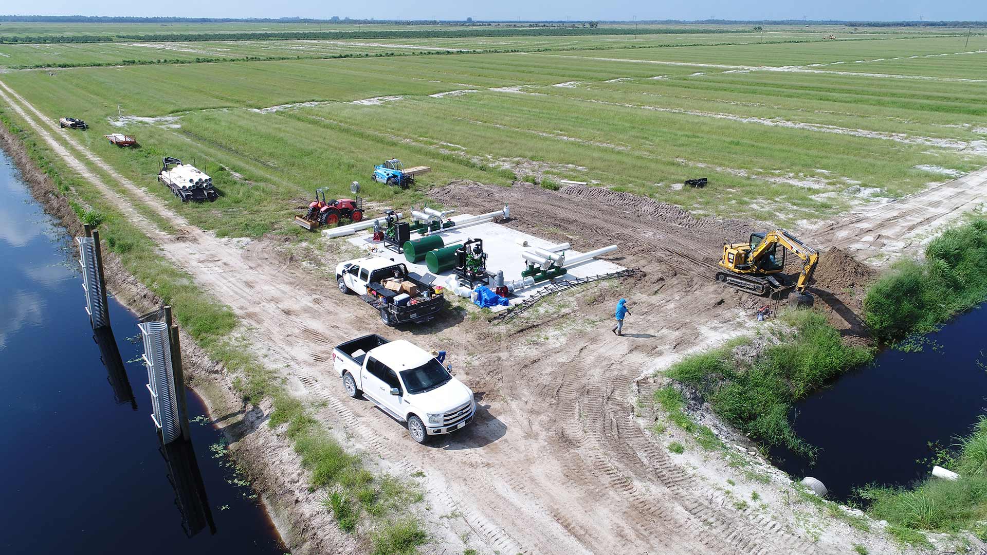 Agri Services International crew managing an irrigation installation in Texas.