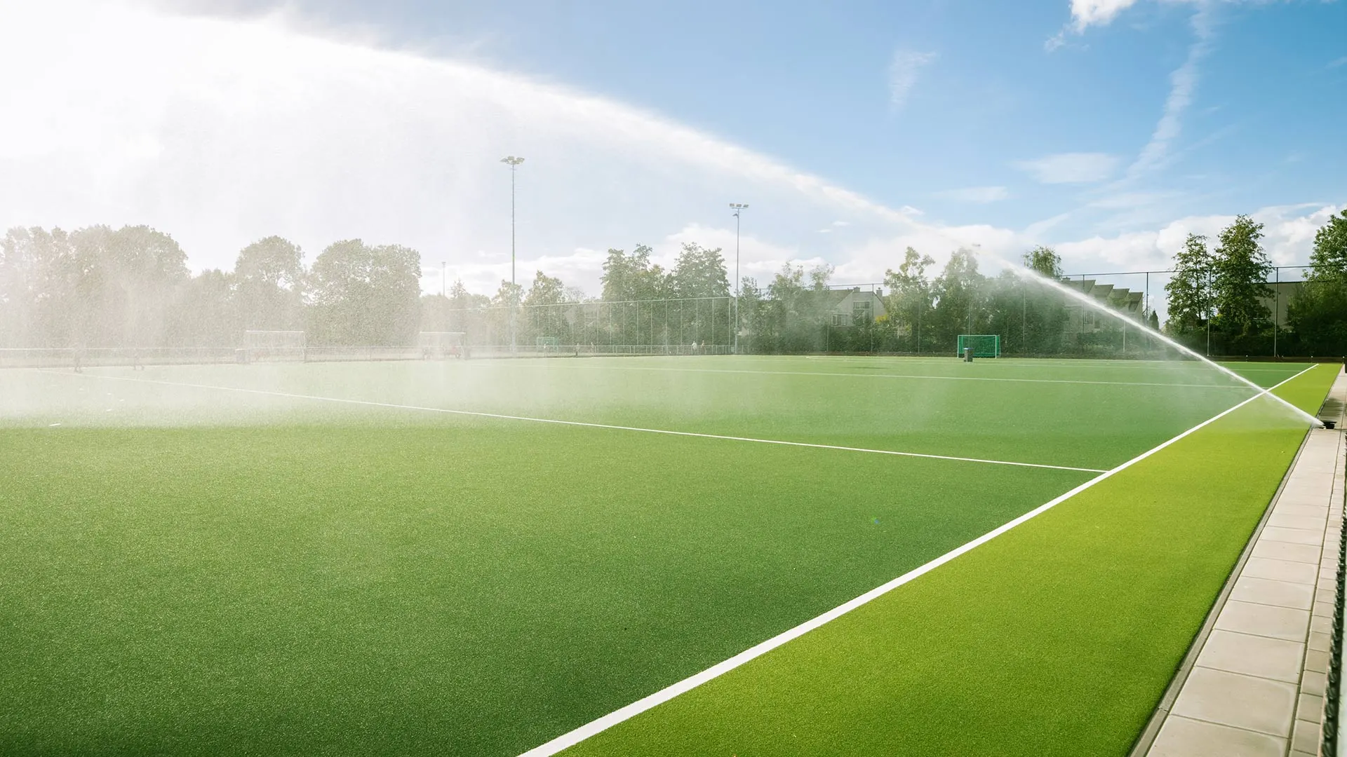 Irrigation system watering a sports field in Central Florida. 