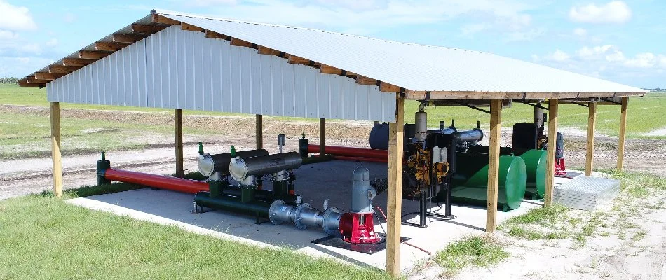 An agricultural irrigation system on a property in Thomas County, GA.