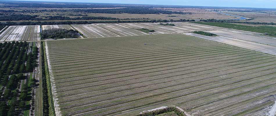Irrigation system installed in a large field in Texas.