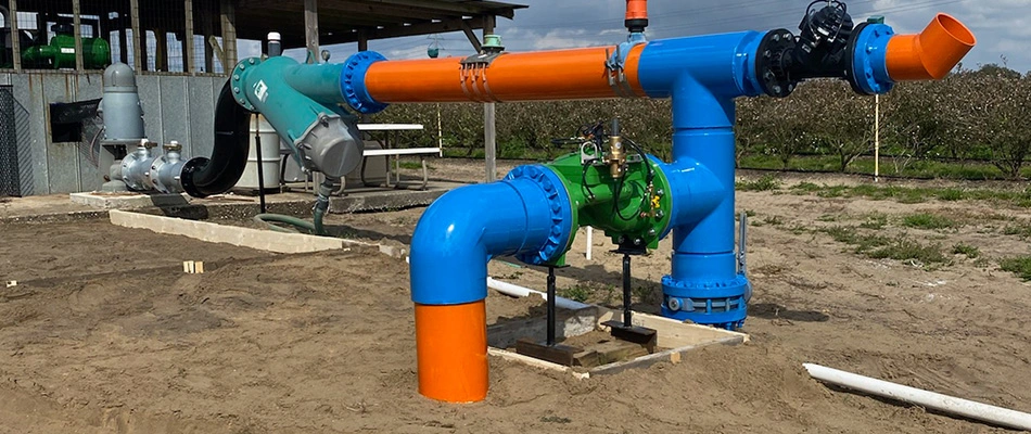 Turnbine pump being installed in a field in Asheville, NC.